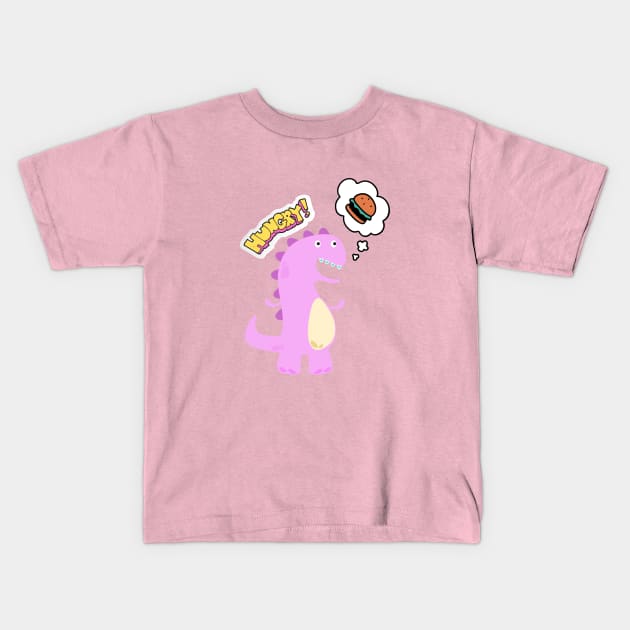 cute hungry dinosaur Kids T-Shirt by TrendsCollection